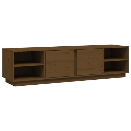 Tv-bord 156x40x40 cm massivt fyrretræ gyldenbrun
