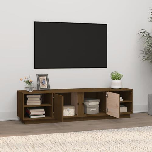 Tv-bord 156x40x40 cm massivt fyrretræ gyldenbrun
