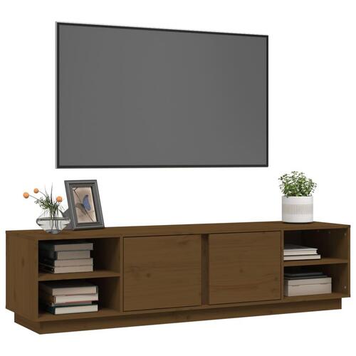 Tv-bord 156x40x40 cm massivt fyrretræ gyldenbrun