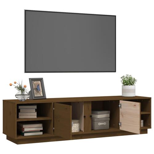 Tv-bord 156x40x40 cm massivt fyrretræ gyldenbrun