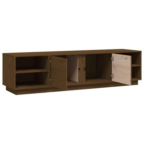 Tv-bord 156x40x40 cm massivt fyrretræ gyldenbrun