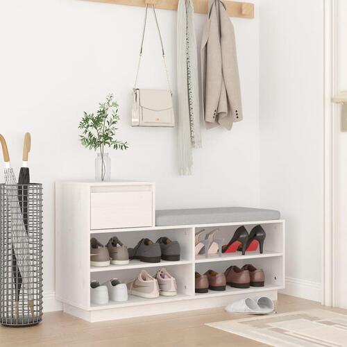 Skoreol 110x34x61 cm massivt fyrretræ hvid