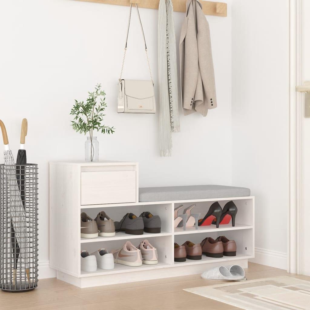 Skoreol 110x34x61 cm massivt fyrretræ hvid