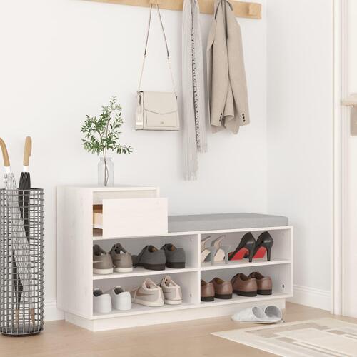 Skoreol 110x34x61 cm massivt fyrretræ hvid