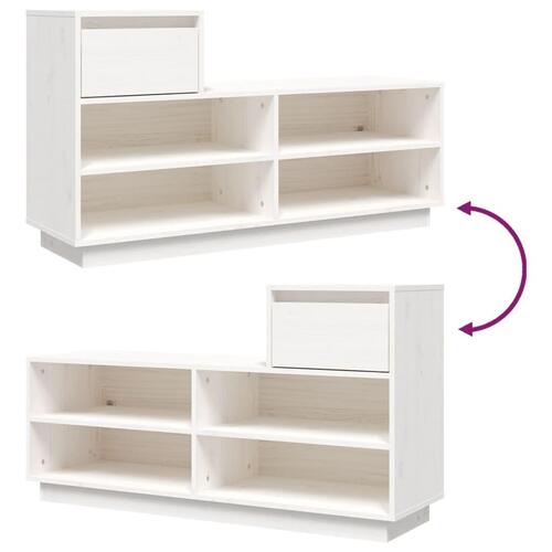 Skoreol 110x34x61 cm massivt fyrretræ hvid
