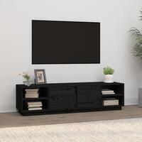 Tv-bord 156x40x40 cm massivt fyrretræ sort