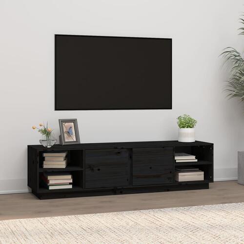 Tv-bord 156x40x40 cm massivt fyrretræ sort