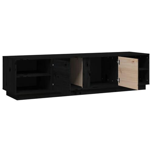 Tv-bord 156x40x40 cm massivt fyrretræ sort