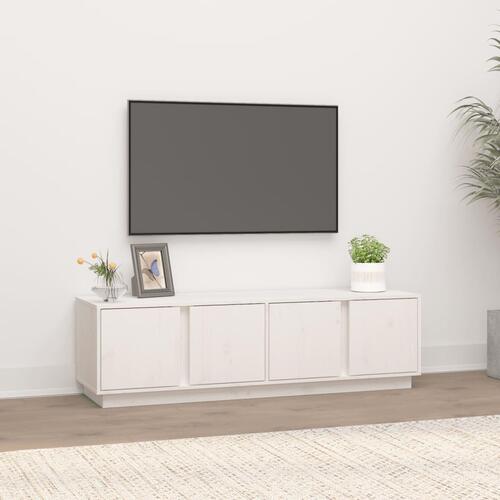 Tv-bord 140x40x40 cm massivt fyrretræ hvid