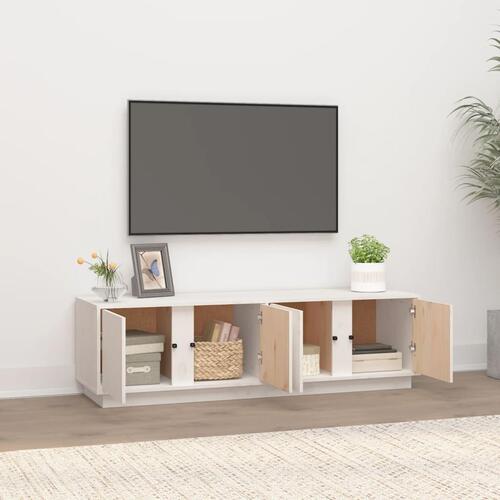 Tv-bord 140x40x40 cm massivt fyrretræ hvid