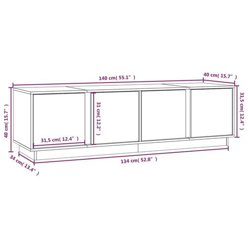 Tv-bord 140x40x40 cm massivt fyrretræ hvid