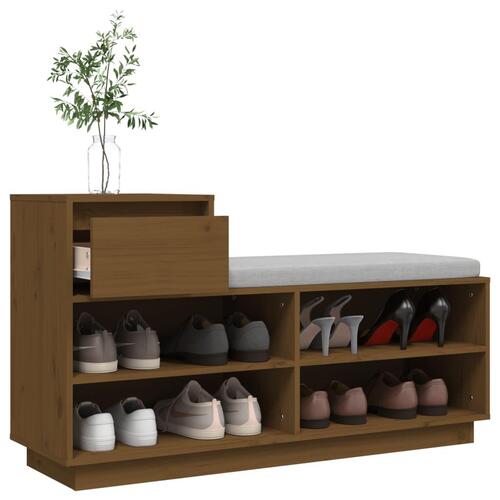 Skoreol 110x34x61 cm massivt fyrretræ gyldenbrun