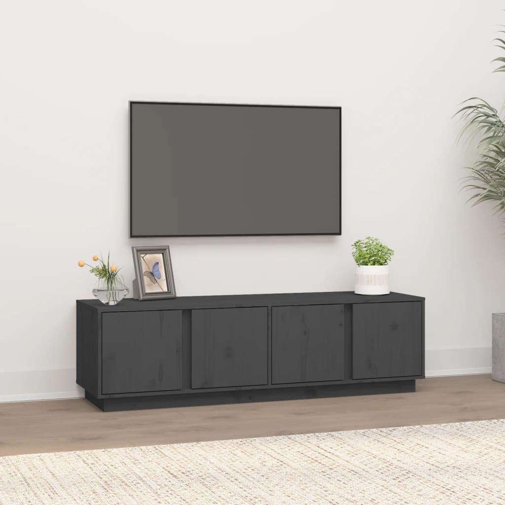 Tv-bord 140x40x40 cm massivt fyrretræ grå