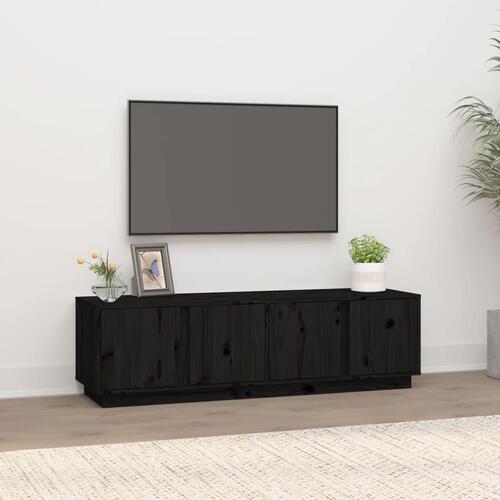 Tv-bord 140x40x40 cm massivt fyrretræ sort