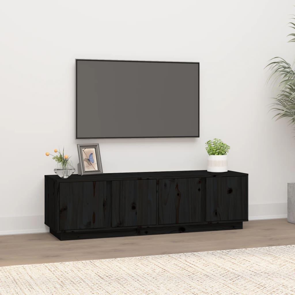 Tv-bord 140x40x40 cm massivt fyrretræ sort