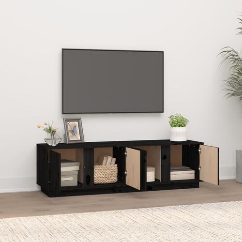 Tv-bord 140x40x40 cm massivt fyrretræ sort