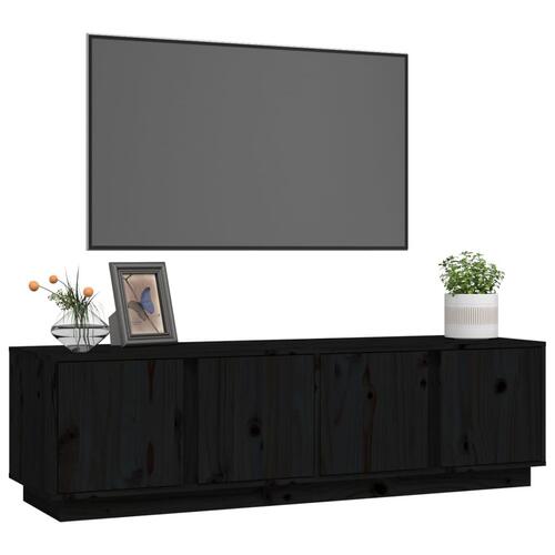 Tv-bord 140x40x40 cm massivt fyrretræ sort
