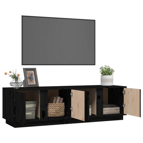 Tv-bord 140x40x40 cm massivt fyrretræ sort