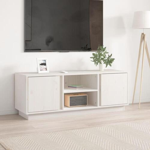 Tv-bord 110x35x40,5 cm massivt fyrretræ hvid