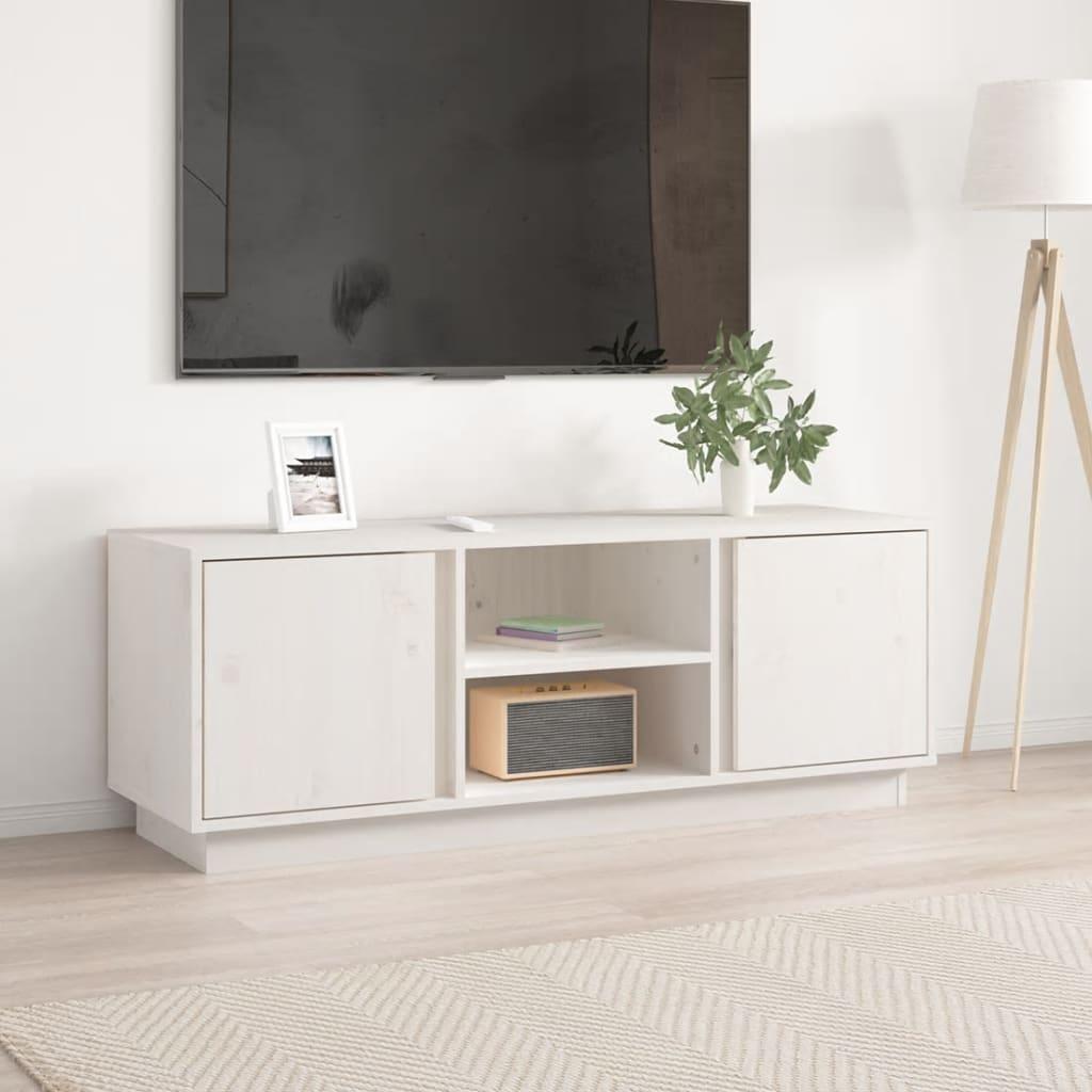 Tv-bord 110x35x40,5 cm massivt fyrretræ hvid