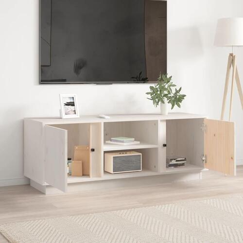 Tv-bord 110x35x40,5 cm massivt fyrretræ hvid