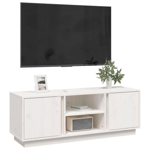 Tv-bord 110x35x40,5 cm massivt fyrretræ hvid