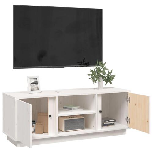 Tv-bord 110x35x40,5 cm massivt fyrretræ hvid