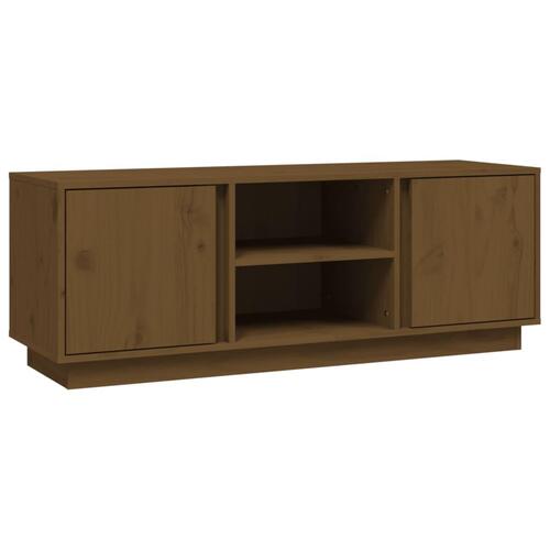 Tv-bord 110x35x40,5 cm massivt fyrretræ gyldenbrun