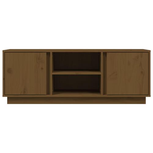 Tv-bord 110x35x40,5 cm massivt fyrretræ gyldenbrun