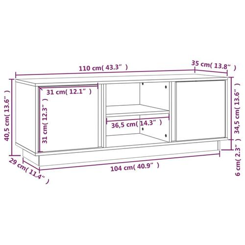 Tv-bord 110x35x40,5 cm massivt fyrretræ gyldenbrun