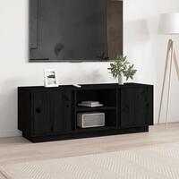 Tv-bord 110x35x40,5 cm massivt fyrretræ sort