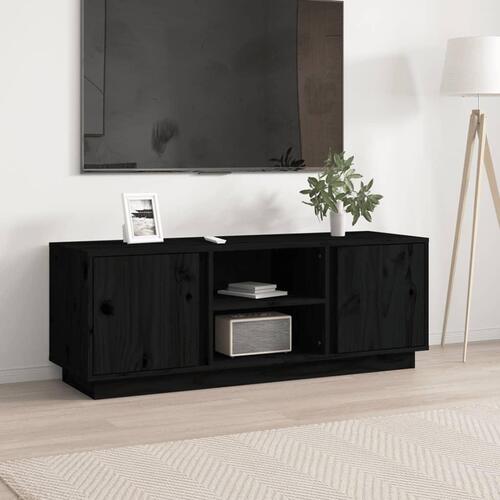 Tv-bord 110x35x40,5 cm massivt fyrretræ sort