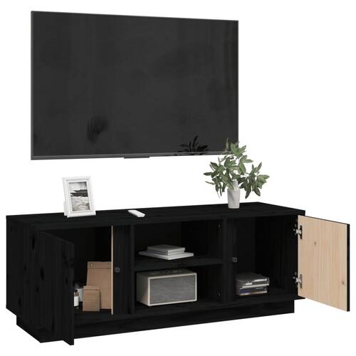 Tv-bord 110x35x40,5 cm massivt fyrretræ sort