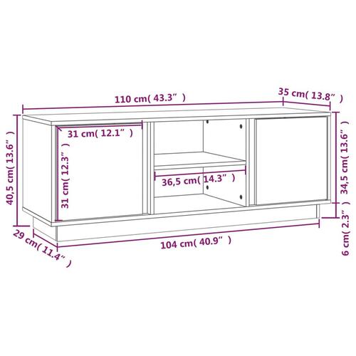 Tv-bord 110x35x40,5 cm massivt fyrretræ sort