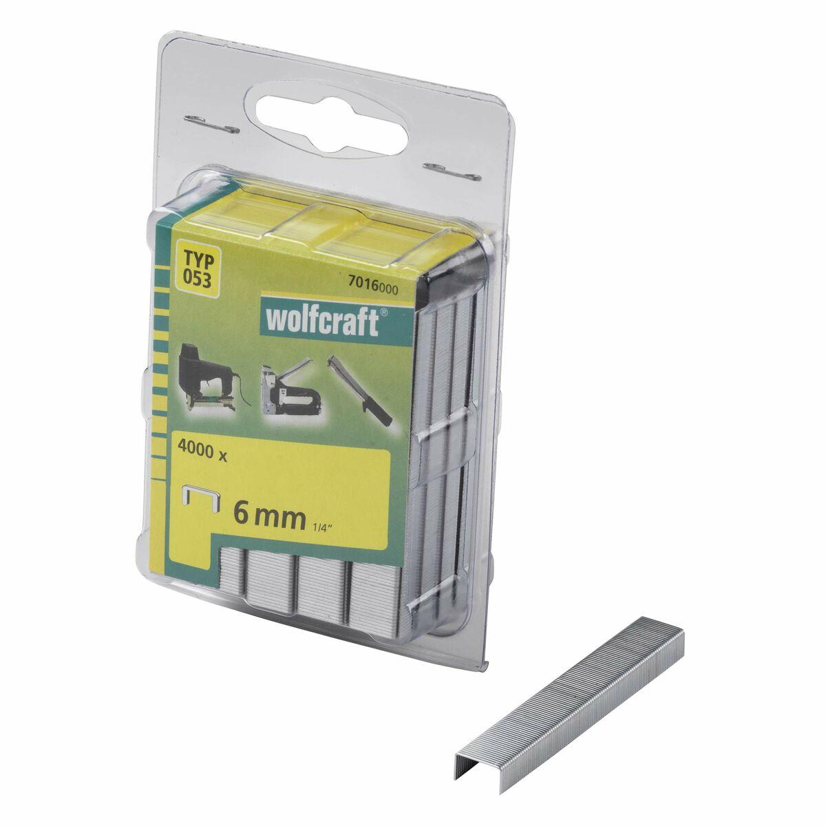 Wolfcraft hæfteklammer Nº 053 - 6 mm, 4.000 stk., stål, sølv