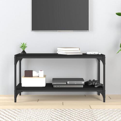 Tv-bord 80x33x41 cm konstrueret træ og stål sort