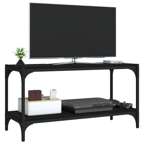 Tv-bord 80x33x41 cm konstrueret træ og stål sort