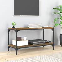 Tv-bord 80x33x41 cm konstrueret træ og stål røget egetræsfarve