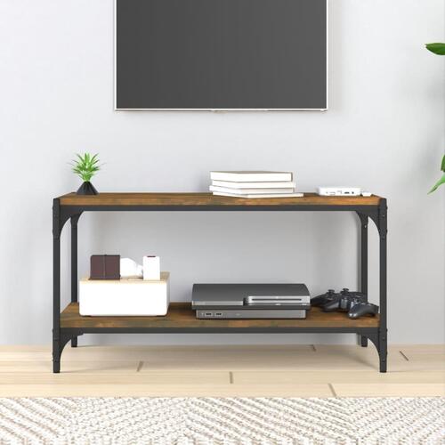 Tv-bord 80x33x41 cm konstrueret træ og stål røget egetræsfarve