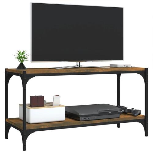 Tv-bord 80x33x41 cm konstrueret træ og stål røget egetræsfarve