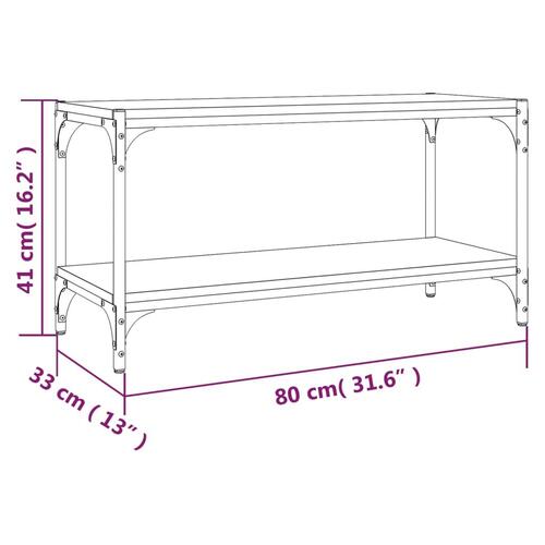 Tv-bord 80x33x41 cm konstrueret træ og stål røget egetræsfarve