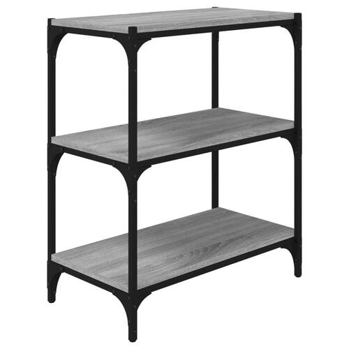 Bogreol 60x33x70,5 cm konstrueret træ og stål grå sonoma-eg