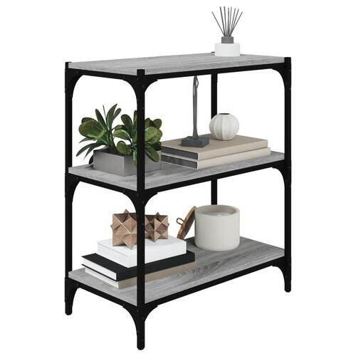 Bogreol 60x33x70,5 cm konstrueret træ og stål grå sonoma-eg