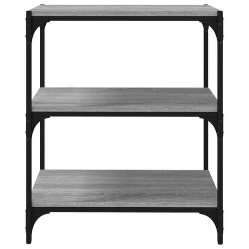 Bogreol 60x33x70,5 cm konstrueret træ og stål grå sonoma-eg