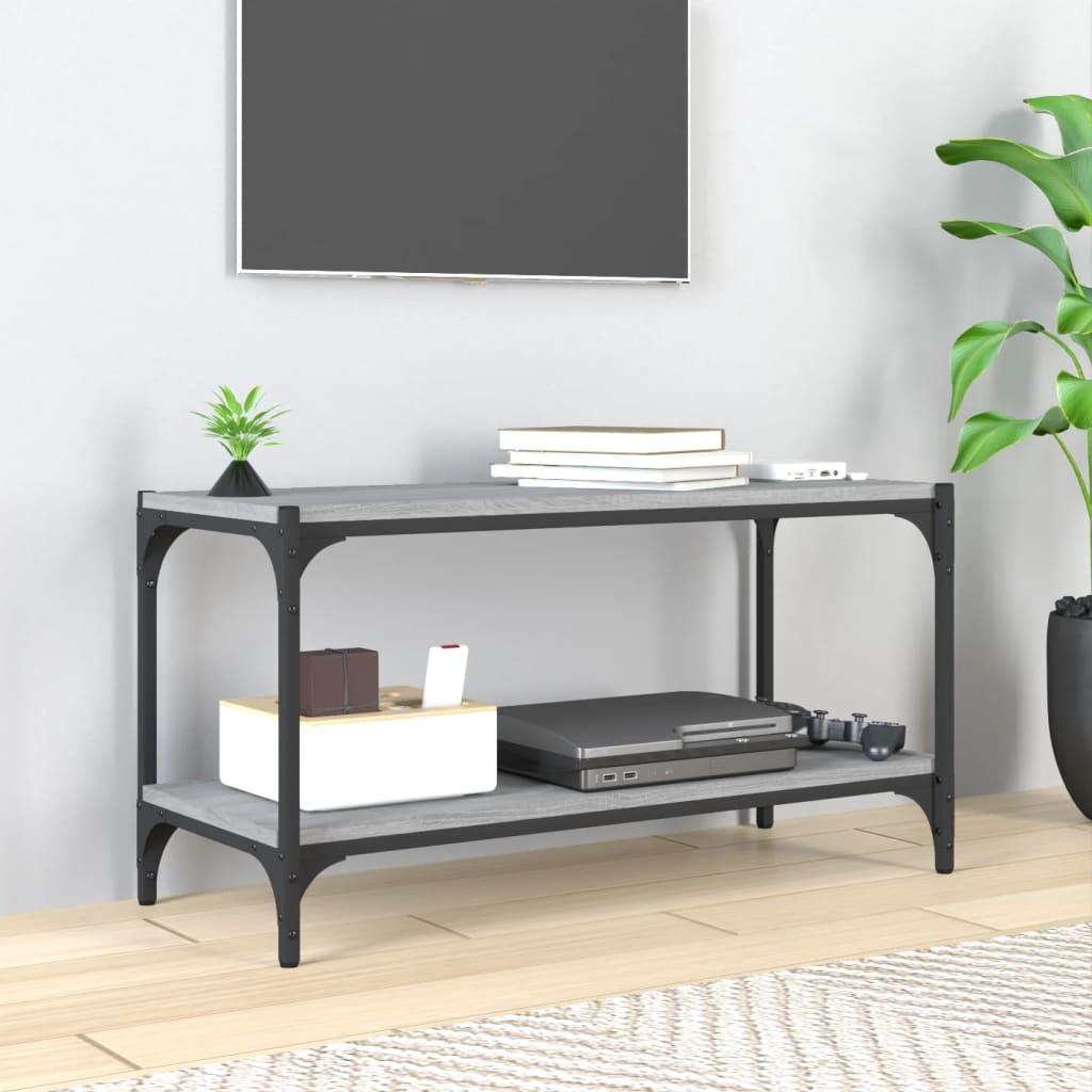 Tv-bord 80x33x41 cm konstrueret træ og stål grå sonoma-eg