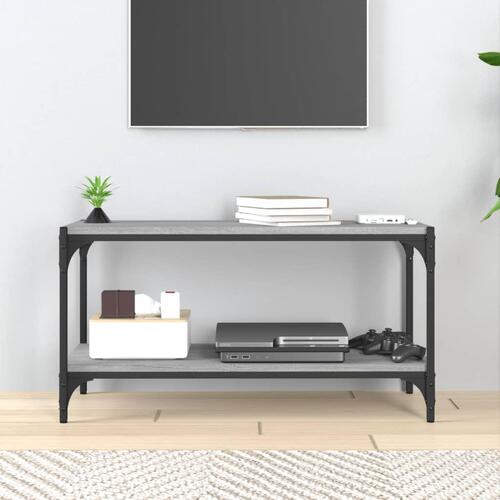 Tv-bord 80x33x41 cm konstrueret træ og stål grå sonoma-eg