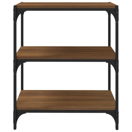 Bogreol 60x33x70,5 cm konstrueret træ og stål brunt egetræ