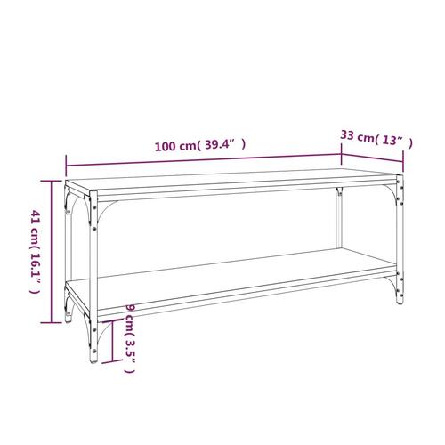 Tv-bord 100x33x41 cm konstrueret træ og stål sort