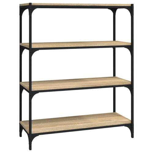 Bogreol 80x33x100 cm konstrueret træ og stål sonoma-eg