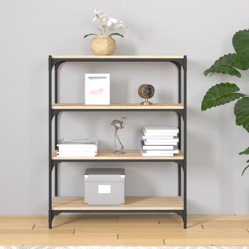 Bogreol 80x33x100 cm konstrueret træ og stål sonoma-eg